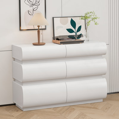 6 Drawer Dresser for Bedroom, Dresser No Handle, Modern 6 Chest of Drawers with Wide Storage by Ivy Bronx