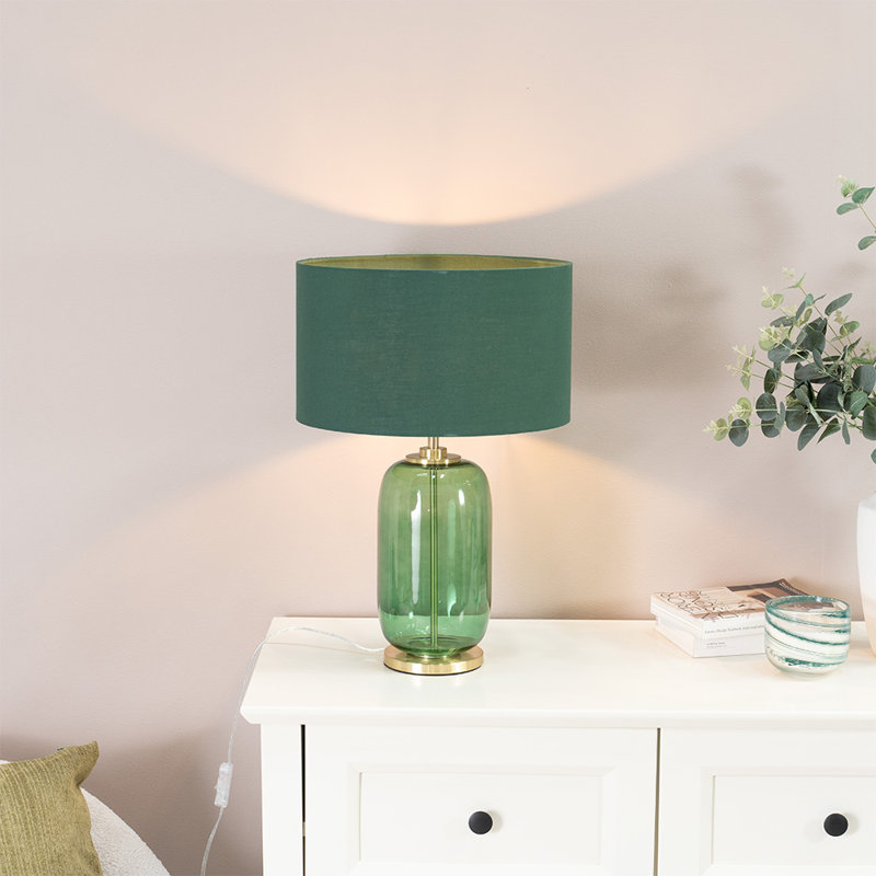 Anacristina Glass Table Lamp, Green, Forest Green