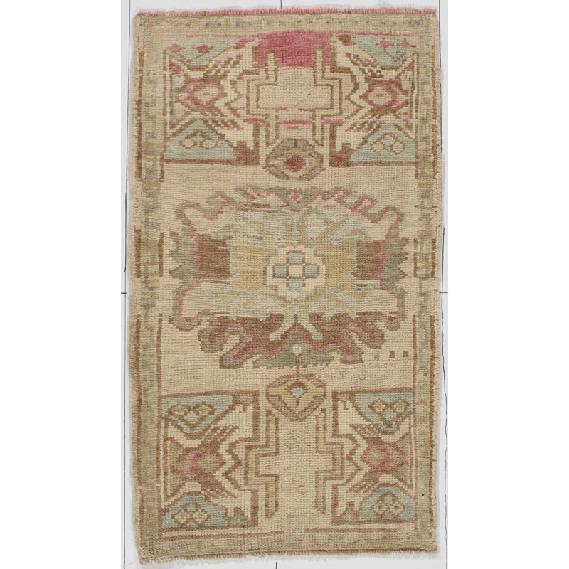 Vintage One-of-a-Kind Rectangle 1'7" x 2'11" Hand Knotted Area Rug