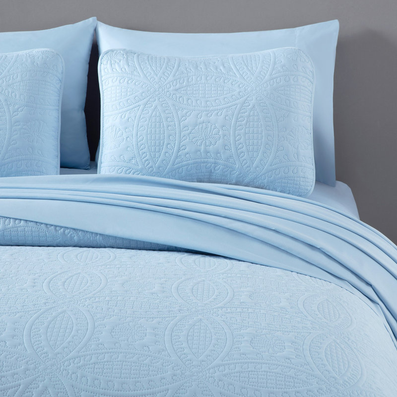 Chambray Blue Queen Microfiber 7-Piece Bed in a Bag Set