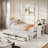 Multifunctional Wood Platform Bed With Desk And Storage Shelves, Built-in Trundle And 3 Drawers-2026735977