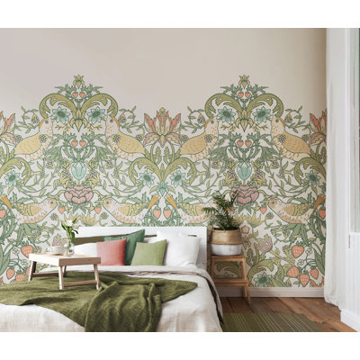 Adhésif mural oiseaux, fruits et feuillage