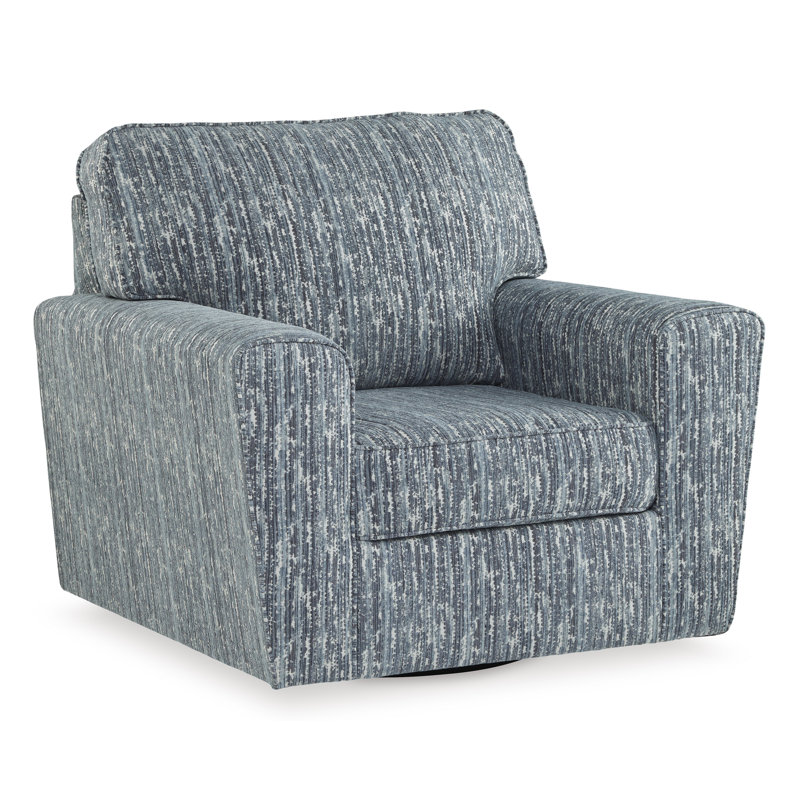 Twilight Black Stripe Swivel Accent Chair with Metal Base