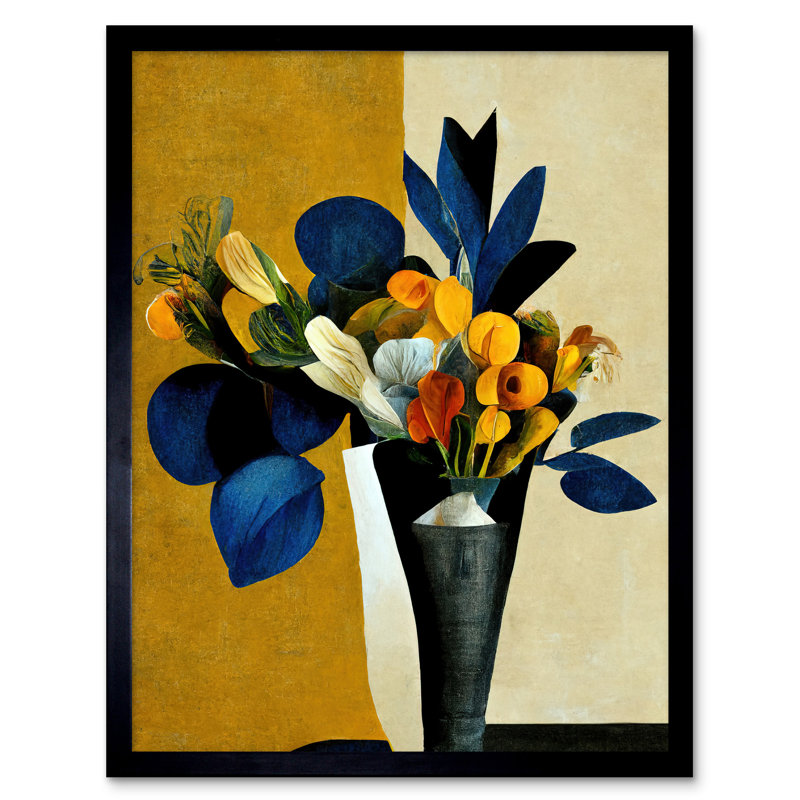 Bouquet Flowers Vase Autumnal Painting 1 Piece Single Picture Frame Wall Art