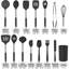 Ensemble d'ustensiles de cuisine en silicone, ensemble d'ustensiles de cuisine avec silicone résistant à la chaleur sans BPA et ensemble d'outils de cuisine en acier inoxydable (noir)