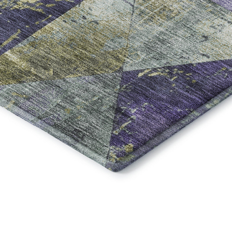 Premium Machine Washable Meidell AMF1721 Geometric Rug, Round 8'