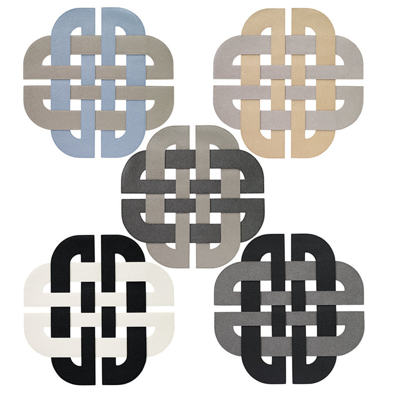 Galway Vinyl Geometric Woven Placemat, Gold/Gray