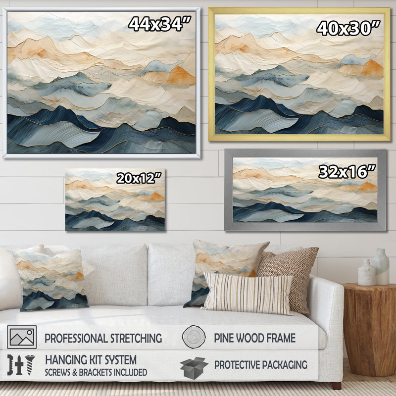 Majestic Mountain Peaks - montagnes, art mural, Toile tendue, H 16 po x l 32 po, Sans cadre
