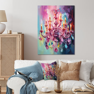 Pink Baroque Luminary Chandelier Brilliance I - Chandelier Metal Wall Art