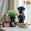 Vase 8X8X15.5 "en céramique bleue