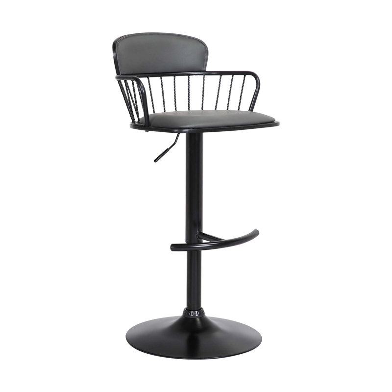 Tabouret de bar réglable en bois noir, Gray