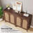 59" Rattan Wood Sideboard Buffet Cabinet (Set Of 2)
