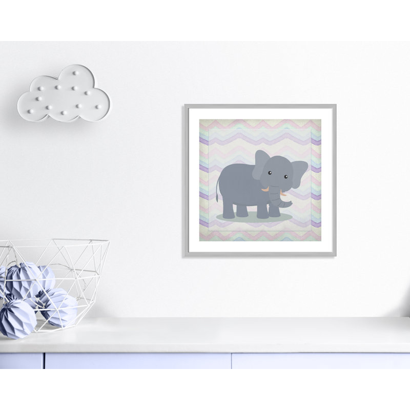 Art de l'éléphant rose, Encadré de boîte argent, H 26,5 po x l 26,5 po x P 1,18 po