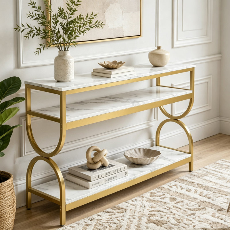Table de canapé en faux marbre