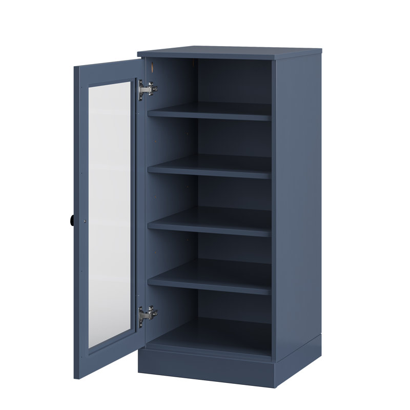 Armoire de rangement à chaussures 100% en bois massif à porte étroite en verre avec tablettes réglables, rangement empilable peu encombrant, l 16,5 po x H 35,75 po