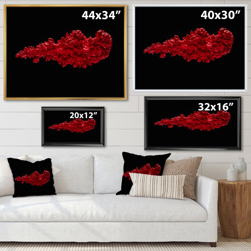 Red River or Red Ink Liquide - peinture sur toile, Cadre flottant blanc, H 16 po x l 32 po x P 1 po