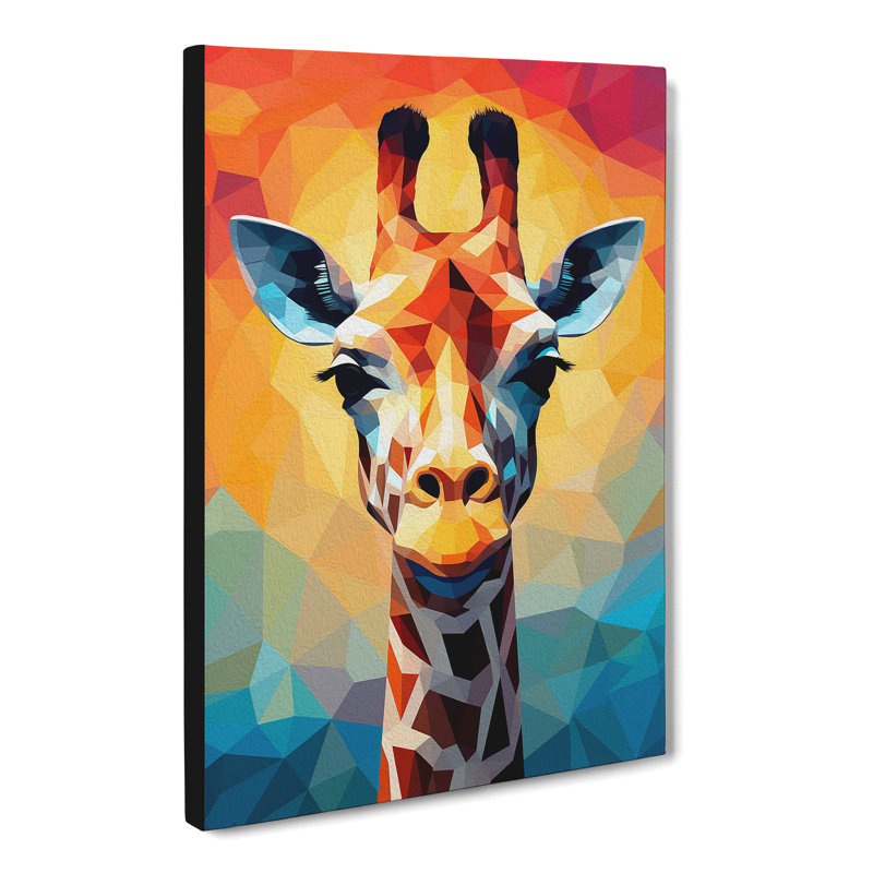 Giraffe Geometric No.2 - Wrapped Canvas, 60cm H x 40cm W x 3cm D