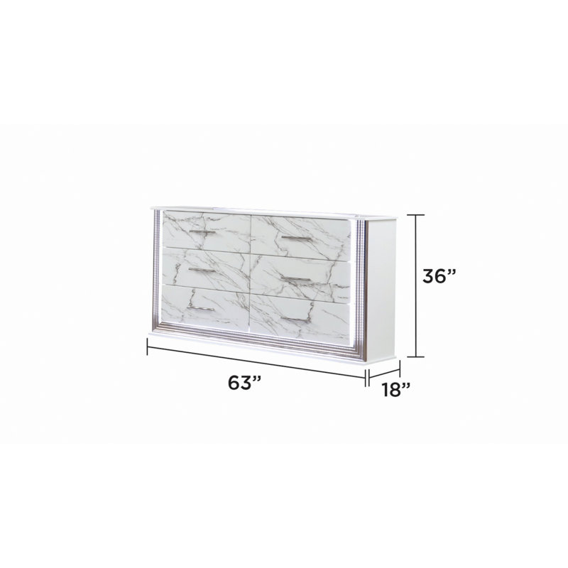 Commode horizontale avec six tiroirs pour le rangement de la chambre à coucher, commode de rangement pour la chambre à coucher