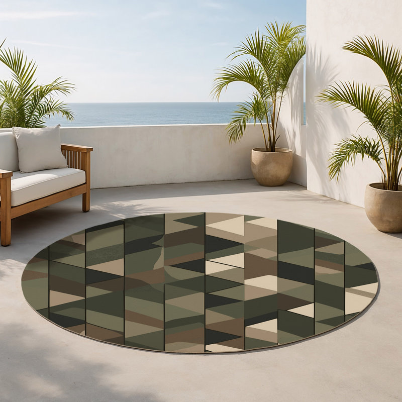 Tapis intérieur et extérieur Ops Grid, Rond 5 pi