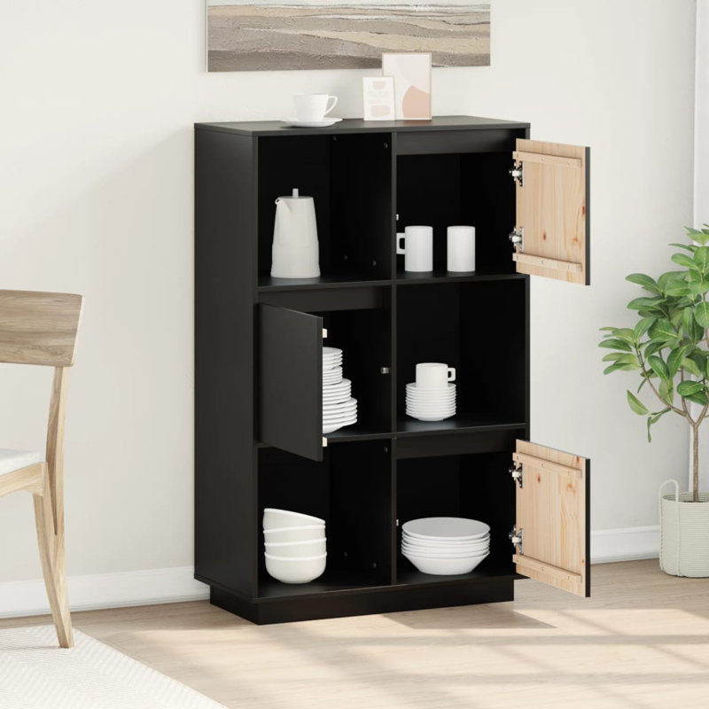 Preece 74cm Solid Wood Sideboard, Black