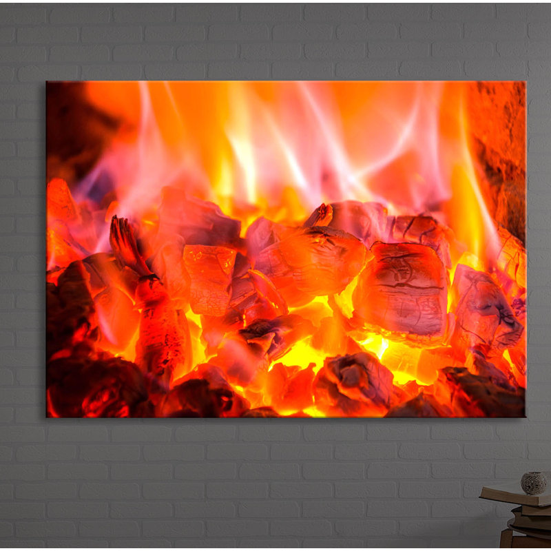Charcoal Fire by No - Wrapped Canvas Print, Without lighting, 60cm H x 80cm W x 4.5cm D