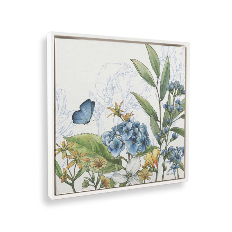 «Blue Botanica III» par Leslie Trimbach, reproduction d'art, 37.5" H x 37.5" W, White, Framed Canvas