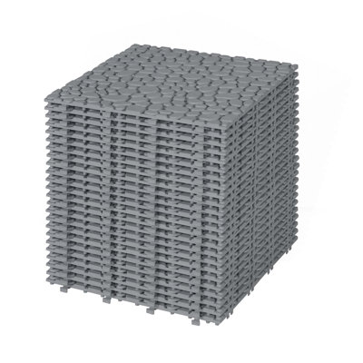 12 X 12 Inch Interlocking Deck Tiles Plastic Waterproof Outdoor All Weather Anti-Slip Bathroom Shower Balcony Porch Strong Weight Capacity Upto 440 LBS, Pebble Stone Pattern Pack Of 24