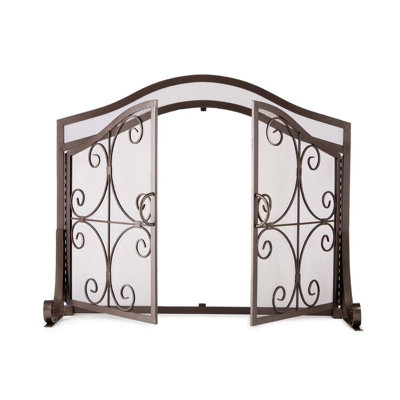 Small Crest Fireplace Screen With Doors