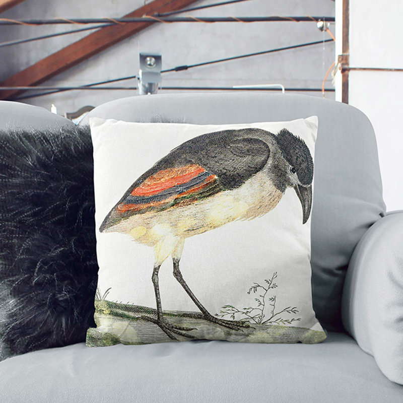 Boat-Billed Heron Square Throw Cushion, Stone, 55cm H x 55cm W x 20cm D