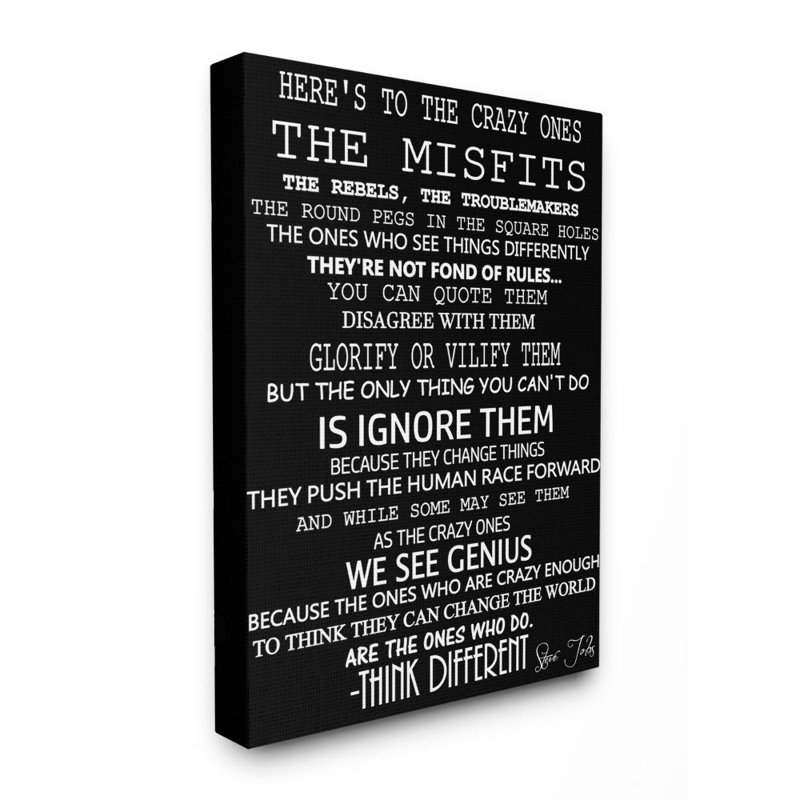 «Crazy Ones Inspirational Quote Word Design», impression sur toile, Toile tendue, H 40 po x l 30 po