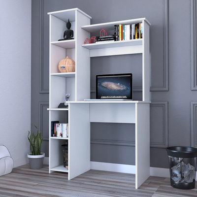 Armoire rectangulaire de 39,6 po de largeur avec huche, bureau à domicile, bureau d'écriture, bureau en bois avec rangement