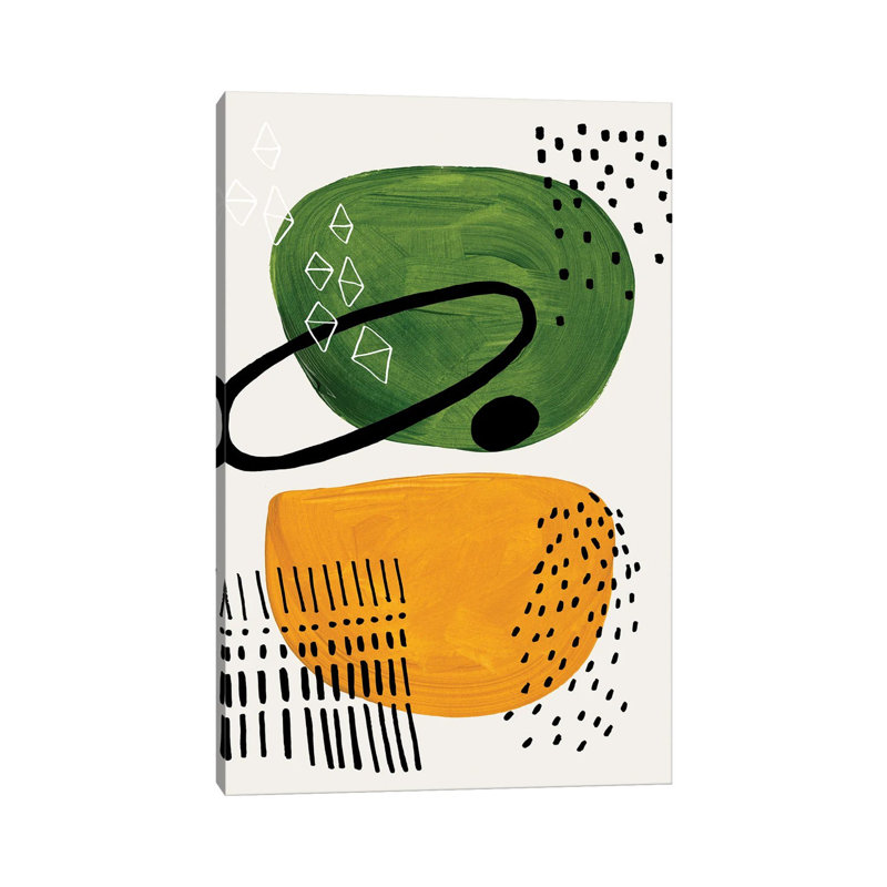 Mid Century Olive Ochre by EnShape - Wrapped Canvas Print, 20.32 cm H x 30.48 cm W