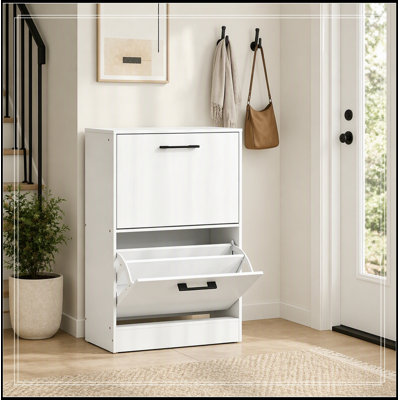 Shoe Cabinet with 2 flip down drawers