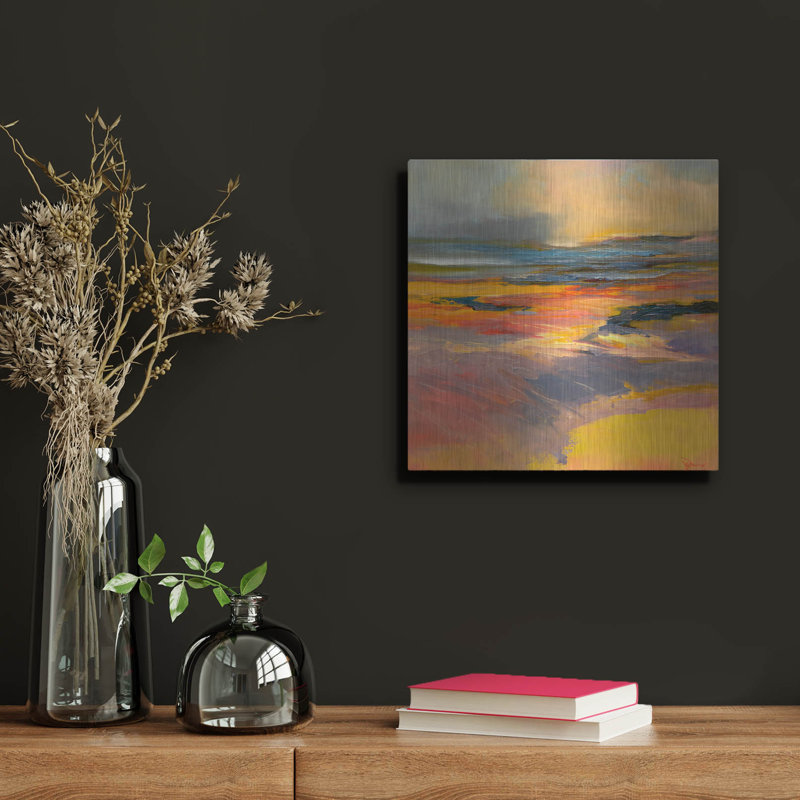Art mural en métal luxueux «Blazing» par Patrick Dennis, 12 po x 12 po, H 12 po x l 12 po