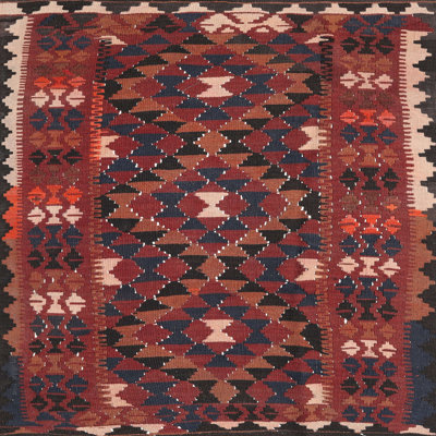 Tapis de zone rouge/noir contemporaine