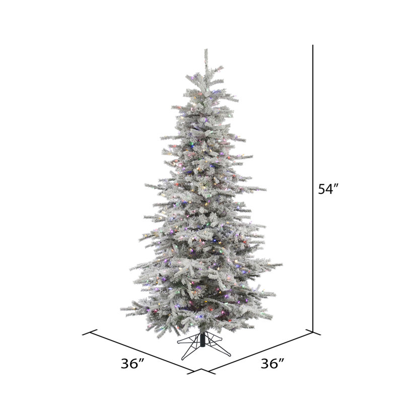 Sierra Flocked Fir Artificial Christmas Tree with Multicolored Light, 4.5' H
