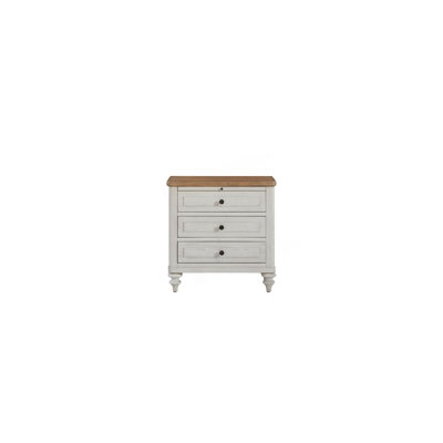 Table de chevet 3 tiroirs avec USB - Ciment et sable