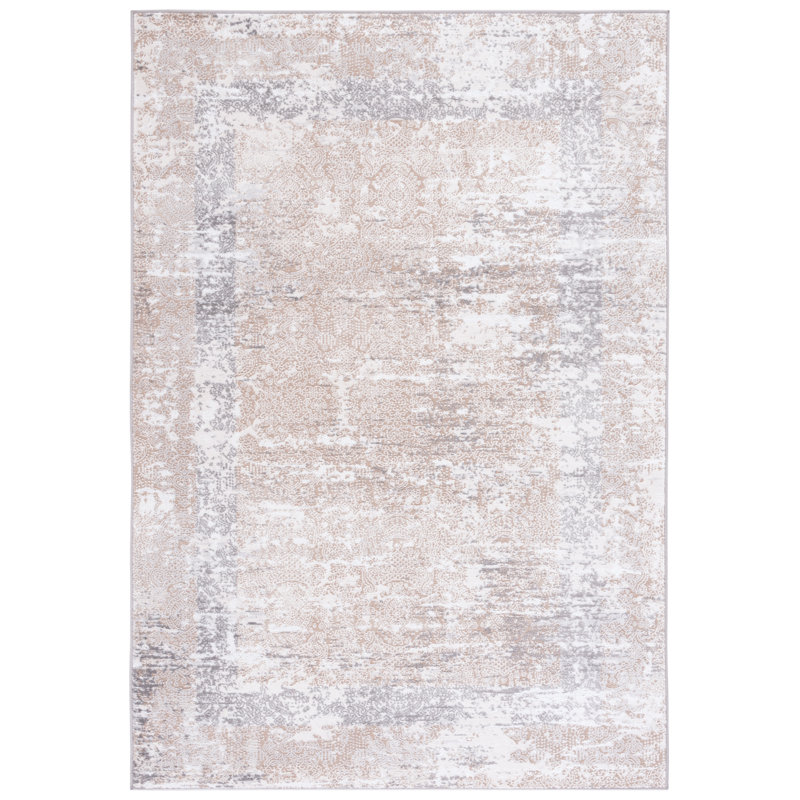 Tapis beige / gris Minyard 271, Rectangle 4 pi 5 po x 6 pi 5 po