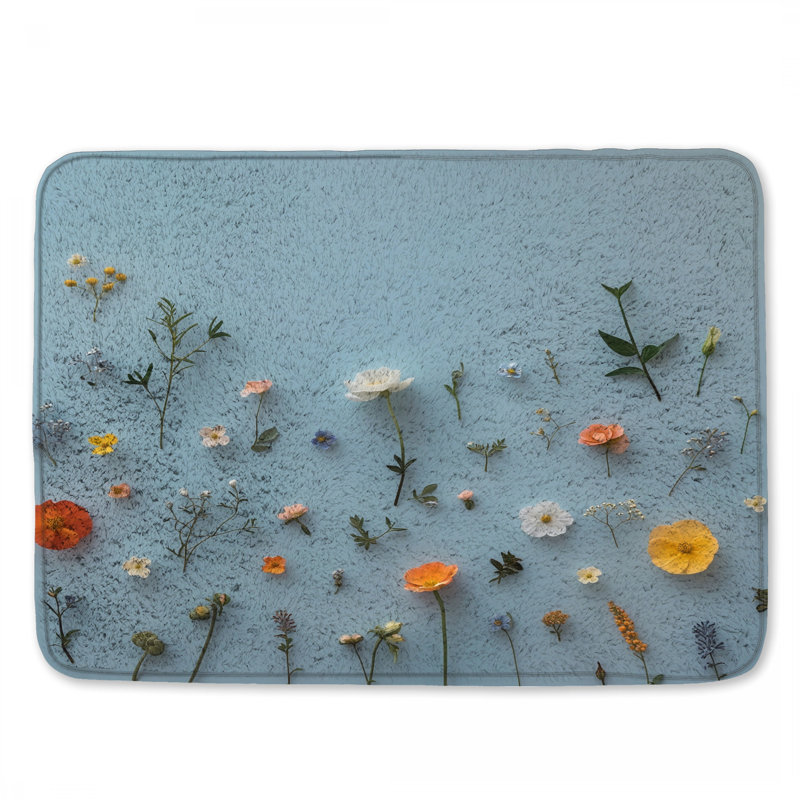 Assorted Wildflowers Arrangement Bath Mat, 34in W x 21in L