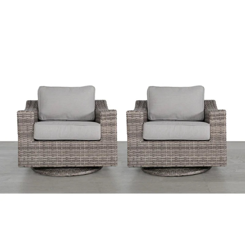 Élégante chaise de patio pivotante entièrement assemblée avec coussins luxueux - parfaite pour la détente en plein air