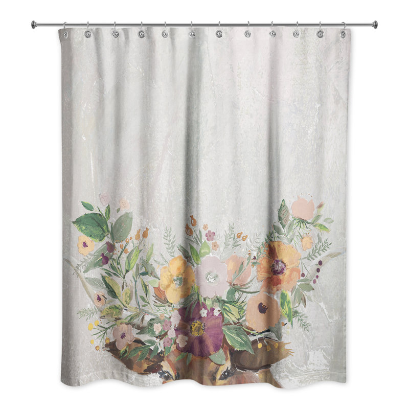 Steer with Flower Horns Shower Curtain