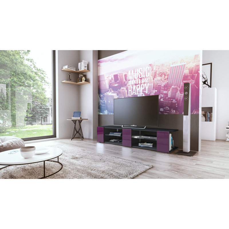 Mcclintock Unfinished TV Stand for TVs up to 60", Black Matt/Blackberry