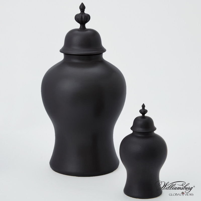 Beaufort Ginger Jar, 13.5" H x 7" W x 7" D, Matte Black