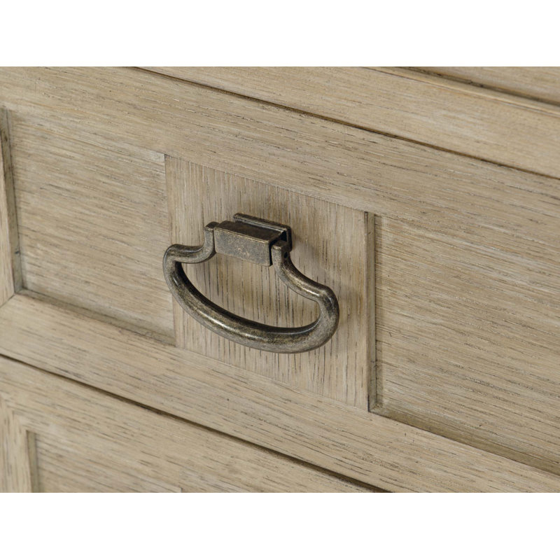 Santa Barbara 39" Antique White Travertine & Oak Bachelor's Chest