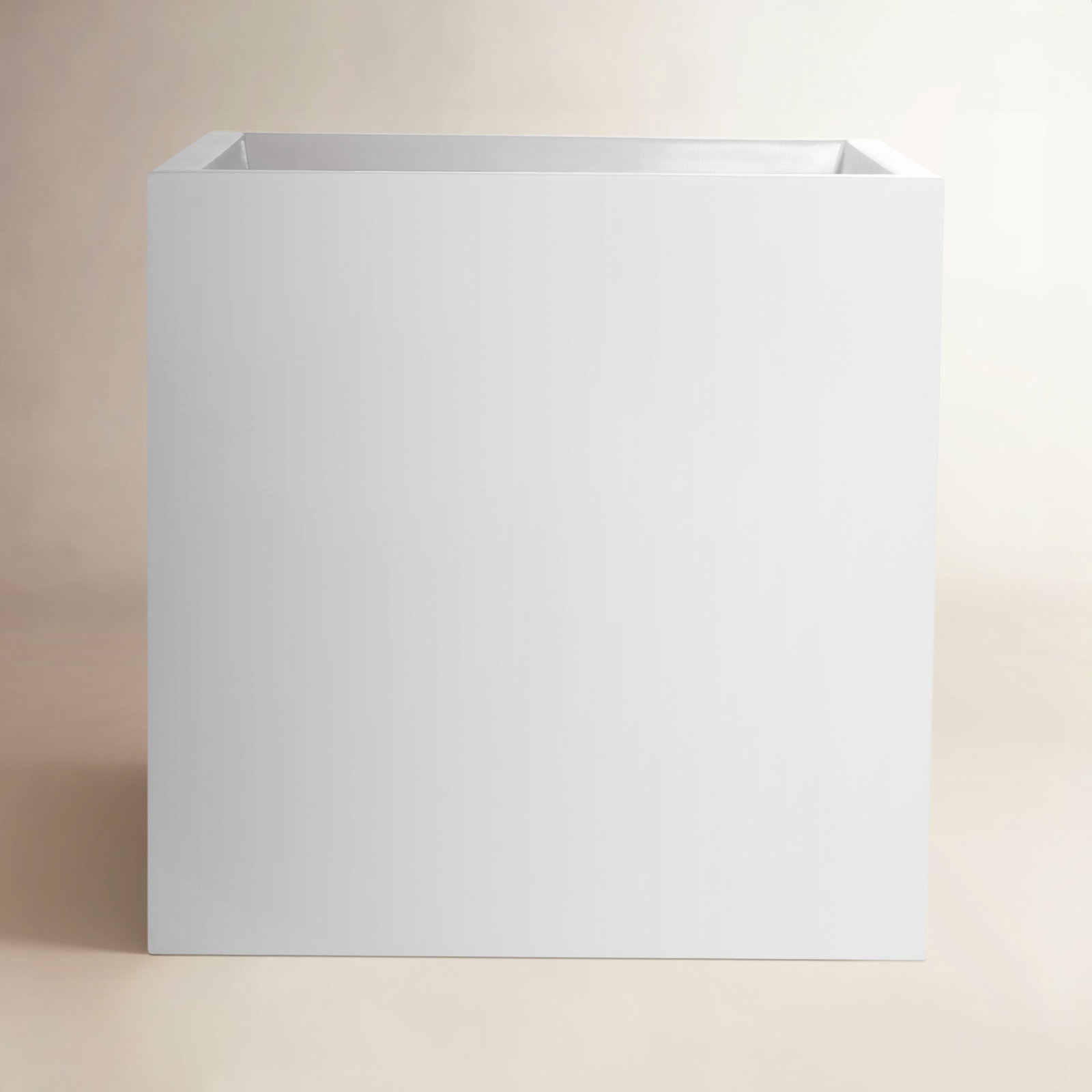 19" Pot Planter, 12" H x 12" W x 12" D, White
