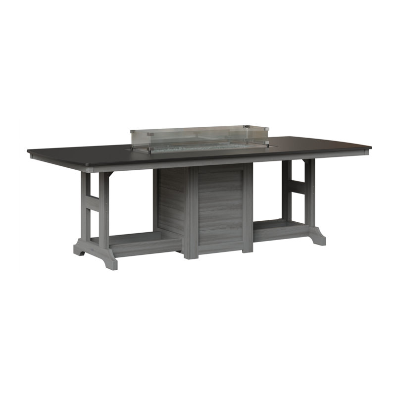 Table de bar avec foyer 72 po Berlin Gardens Garden Classic, Plateau martelé noir avec base en bois flotté gr