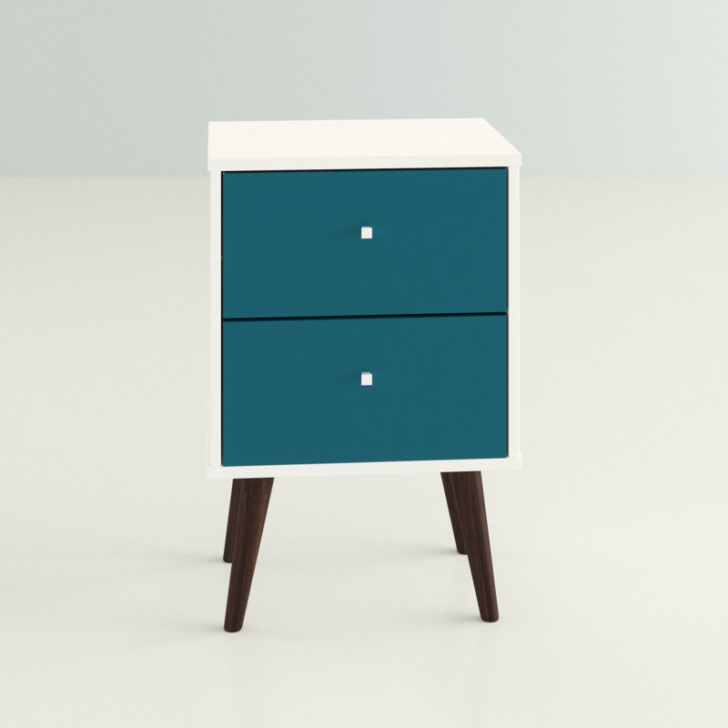 Darryl 17.72'' W Nightstand, White/Aqua Blue