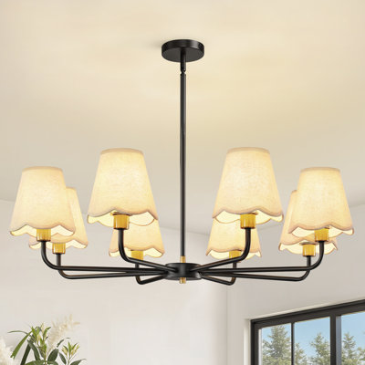 8-Light Modern Dimmable Chandelier With Fabric Shades