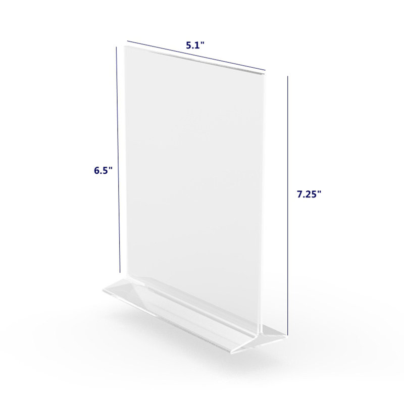 5X7" Clear Polystyrene Sign Holder Picture Frame Photo Menu Holder Countertop Display Rack 11193-3-5X7 Peel Off Protective Film (White) Before Use.
