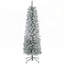 6ft Snow Flocked Pencil Christmas Tree with 329 Tips, Metal Base, Realistic and Space-Saving Design